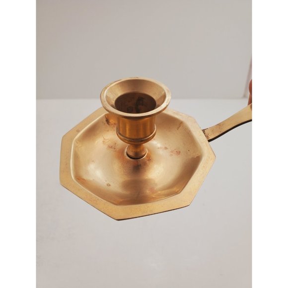 Vintage Brass Candle Holder - Brass Candlestick Holder - Brass Chamberst… - Picture 3 of 10